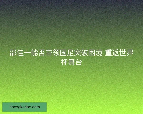 邵佳一能否带领国足突破困境 重返世界杯舞台