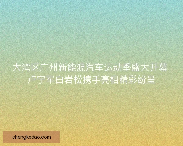 大湾区广州新能源汽车运动季盛大开幕 卢宁军白岩松携手亮相精彩纷呈 大湾区广州新能源汽车运动季盛大开幕 卢宁军白岩松携手亮相精彩纷呈